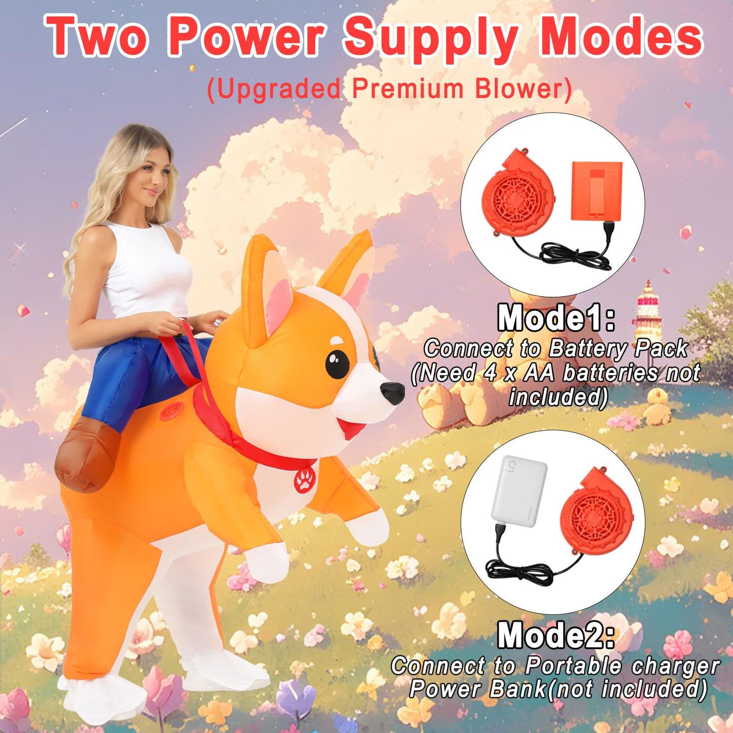 Inflatable Costume for Adult Dog Halloween Blow Up Costumes Ride