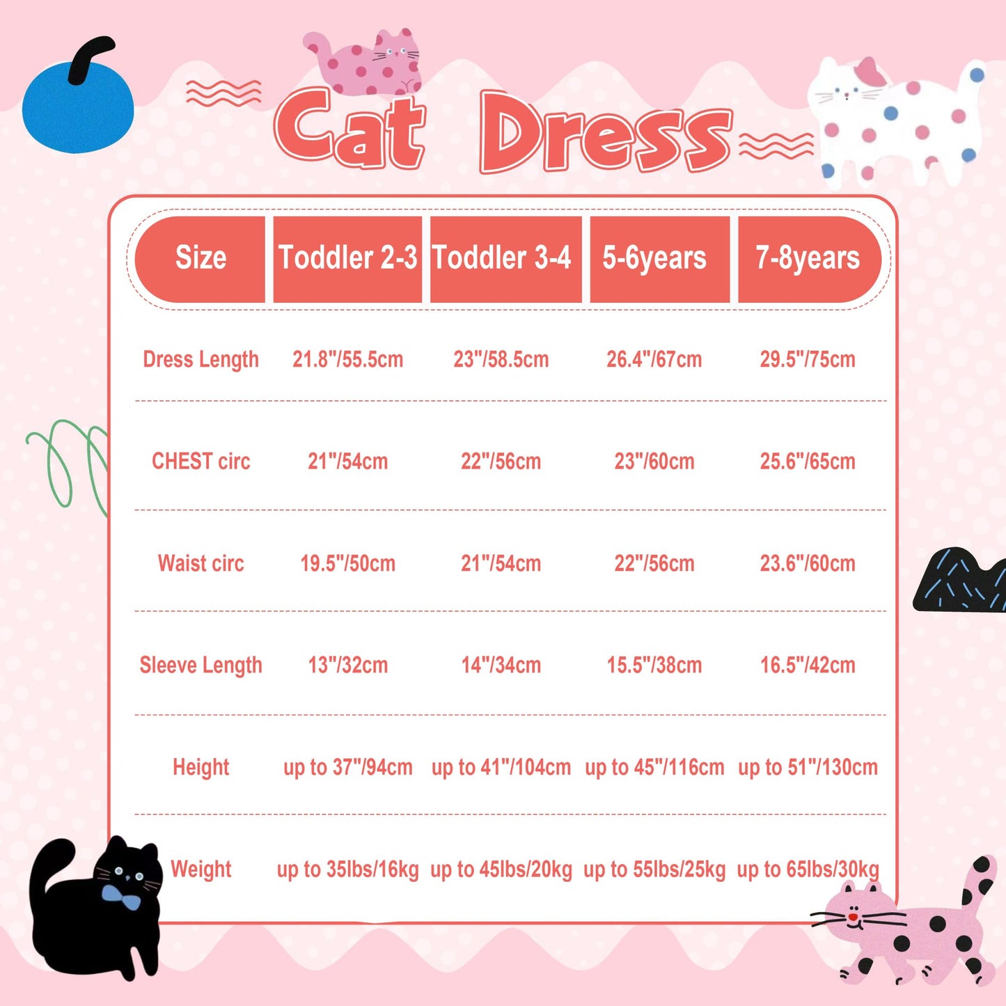 Sincere Party Cat Halloween Costume for Girls Long Sleeve Quality Cat Fancy Dress with Tail and Headband for Toddler 5-6years