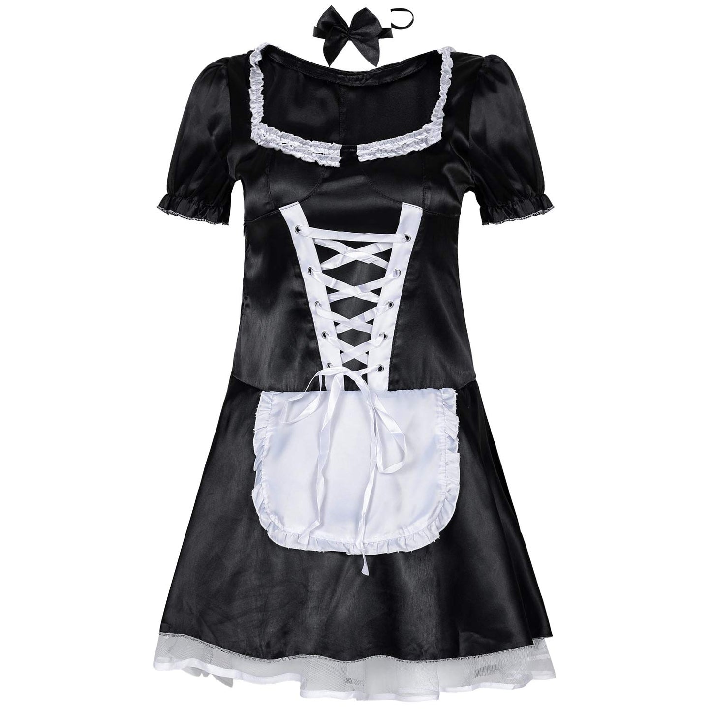 Maid Outfit Women - Sexy French Maid Costume Women Black Satin (image 4)