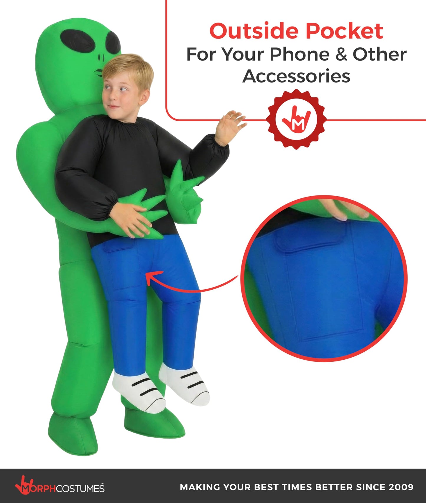 Morph Alien Costume Kids, Inflatable Alien Carrying Kid Costumes, Inflatable Costume for Kids, Halloween Costumes for Boys