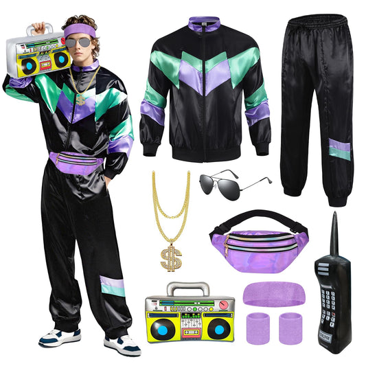 80s 90s Fancy Dress Men with Accessories - Retro 80s 90s Hip Hop