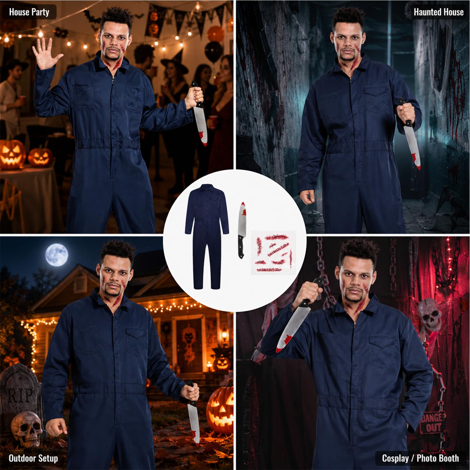 Michael Myers Costume Adult Halloween Mike Myers Jumpsuit Outfit (image 6)
