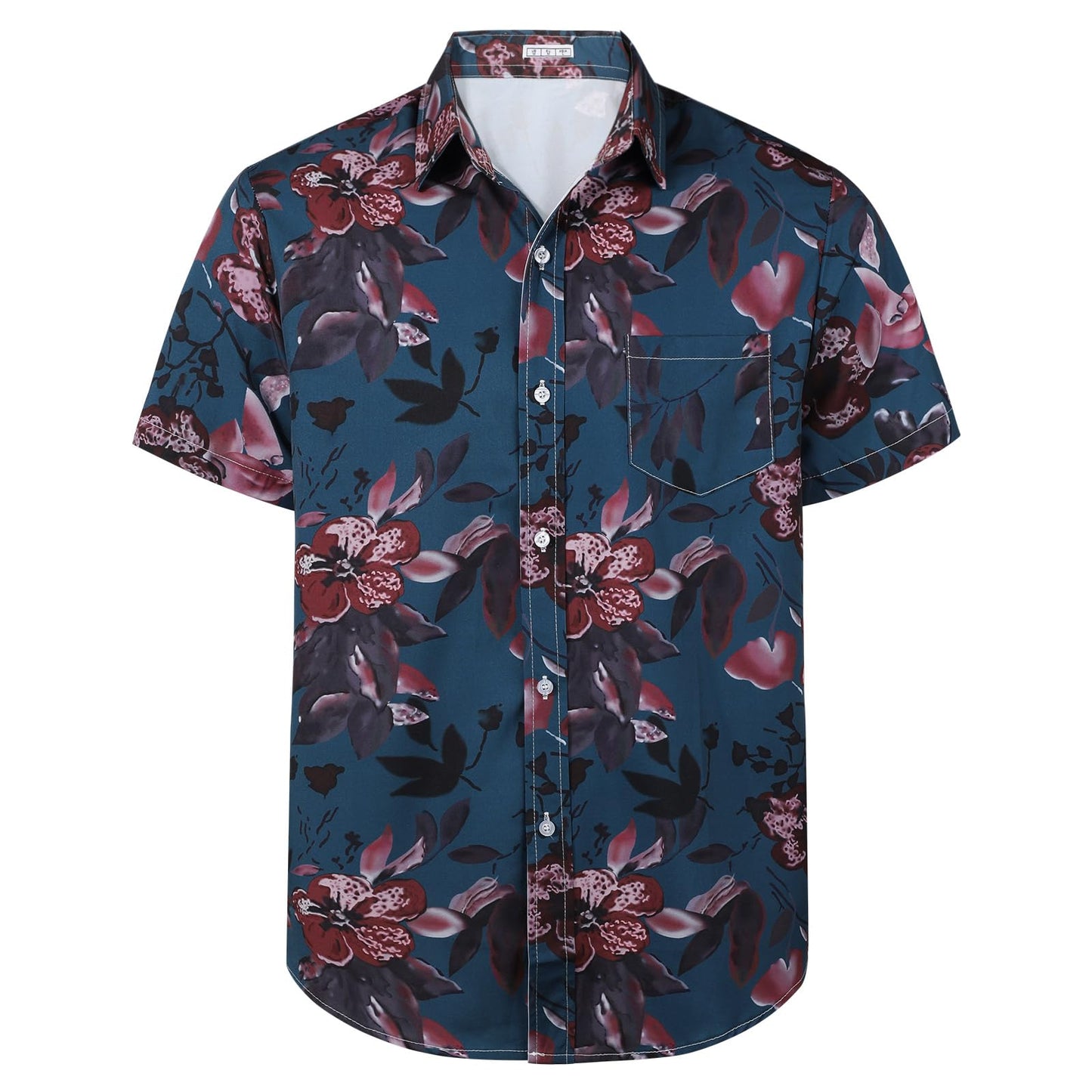 Mens Hawaiian Shirt Beach Aloha Short Sleeved Shirt Button Down