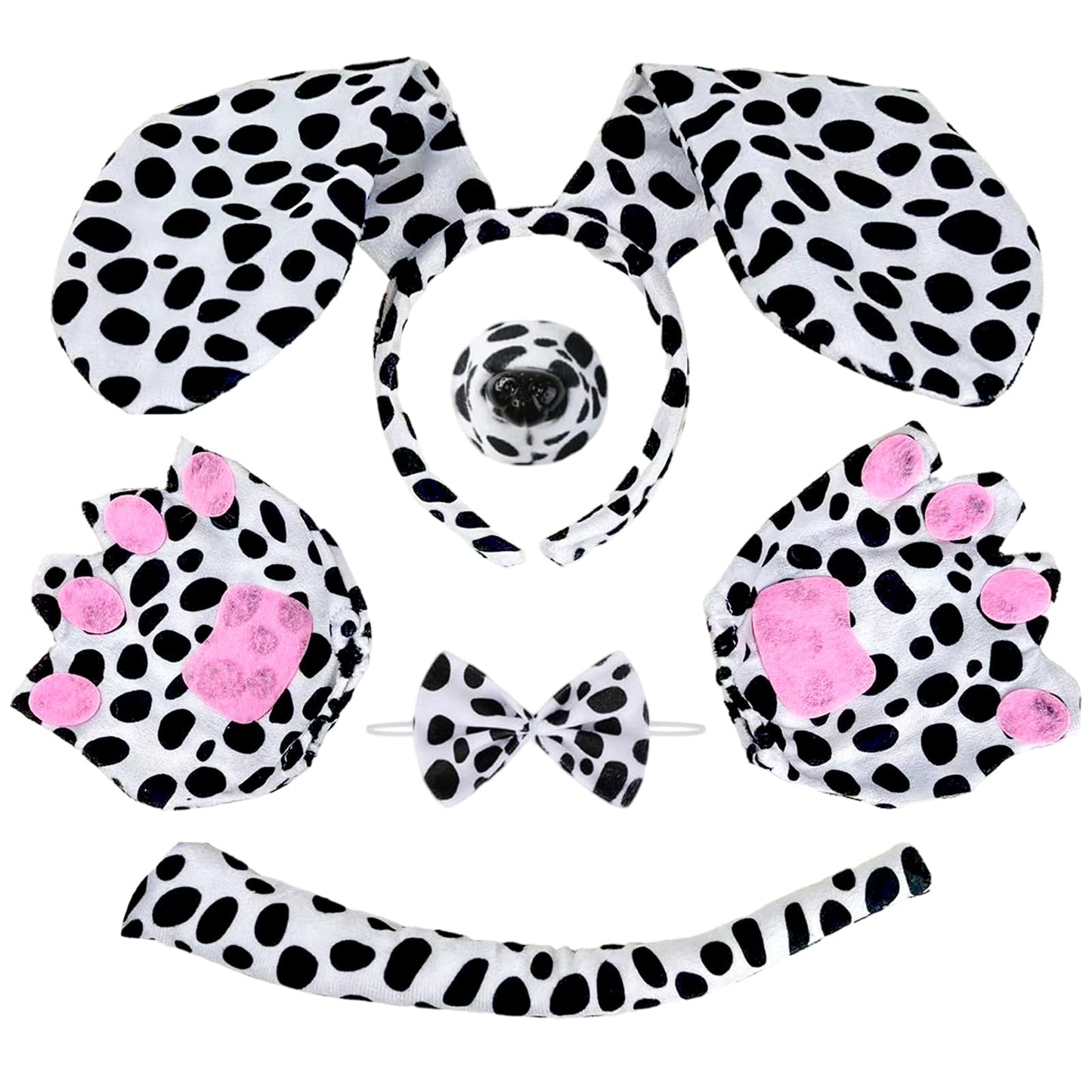 5-Piece Dachshund Dog Set - Includes Spotted Dog Nose - Ears - Tail