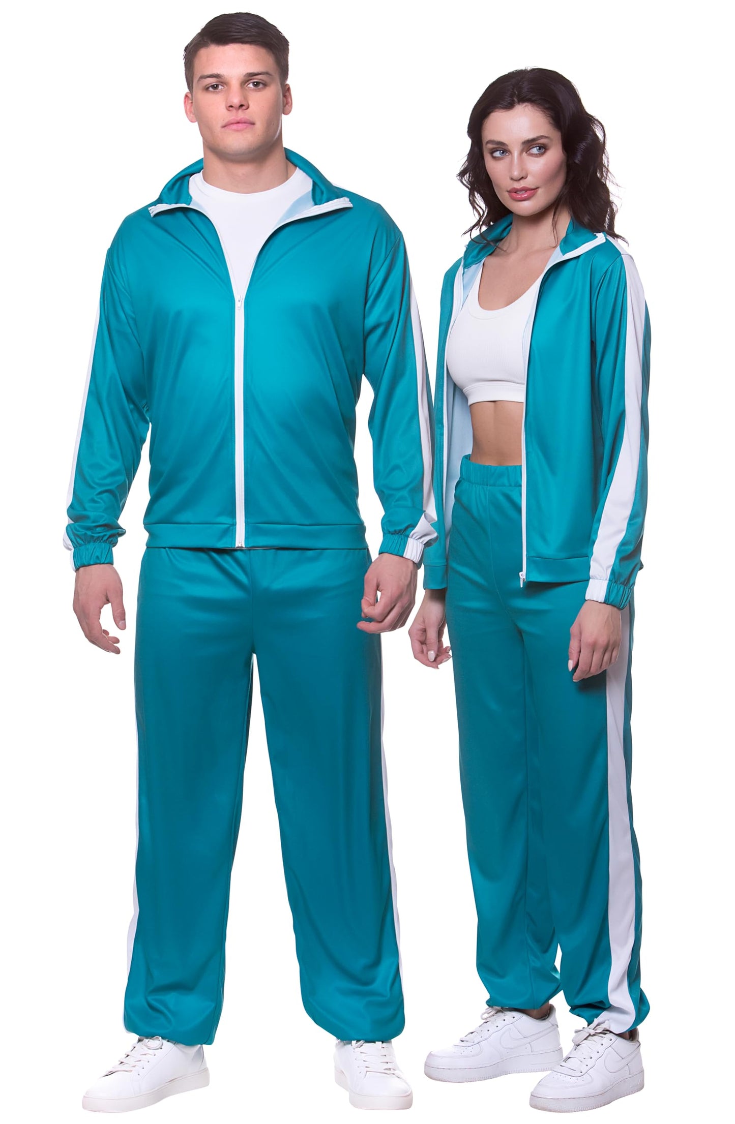 Wicked Costumes Adult Unisex Teal Tracksuit Fancy Dress Costume – Screen-Inspired Survival Game Outfit for Parties & Events - Small