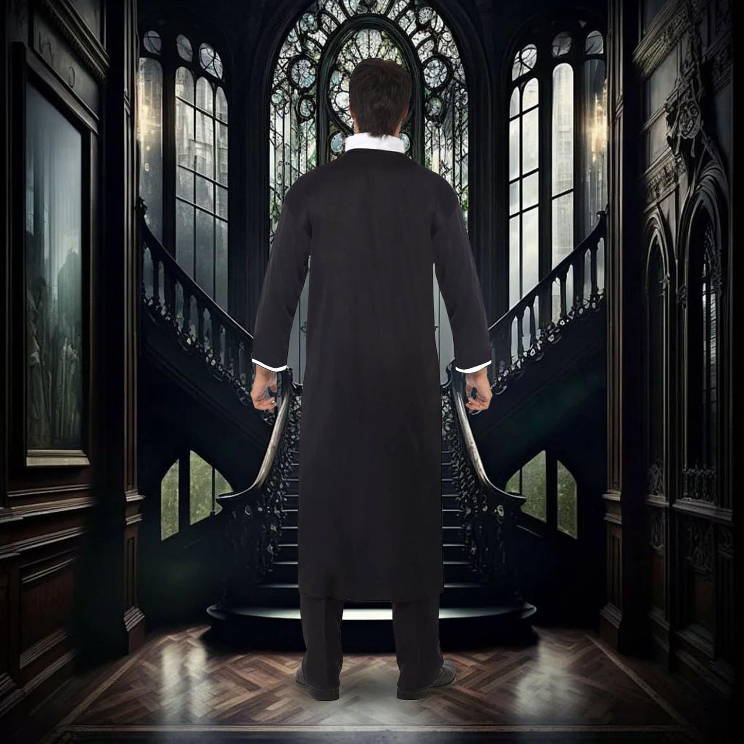 Priest Costume Men Adult Priest Robe Vicar Costume Halloween