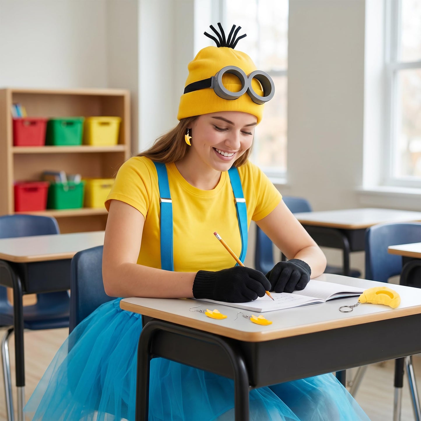 Funny Yellow Costume Women Halloween Fancy Dress Set - Cartoon
