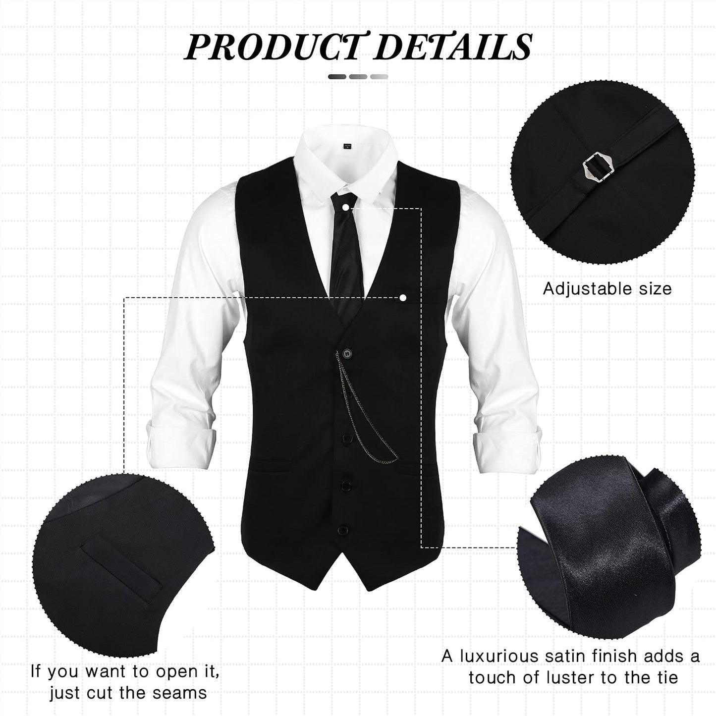 1920s Mens Gangster Costume Accessories Set - Vest - Newsboy Hat