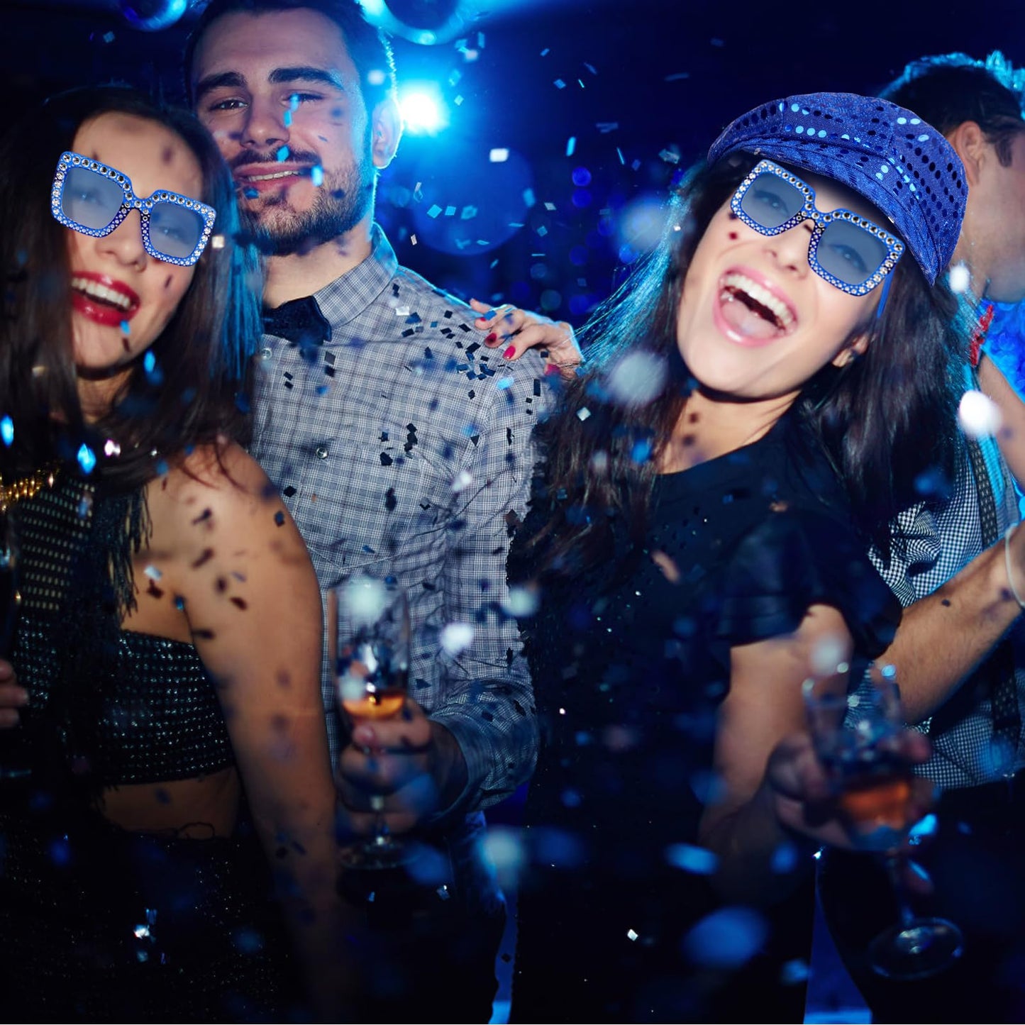 Glitter Hat Blue Hat for ABBA Accessories Women with Sequins Hat (image 5)