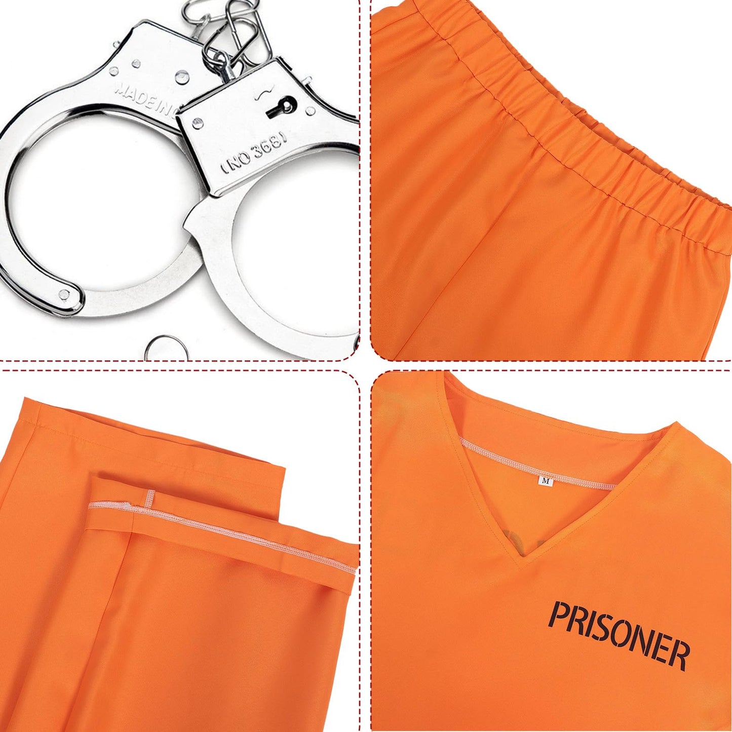 JoyFuncos Kids Orange Prisoner Costume Prison Convict Outfit Halloween Jail Criminal Jumpsuit Pant Set for Boys Girls Cosplay Party (M)