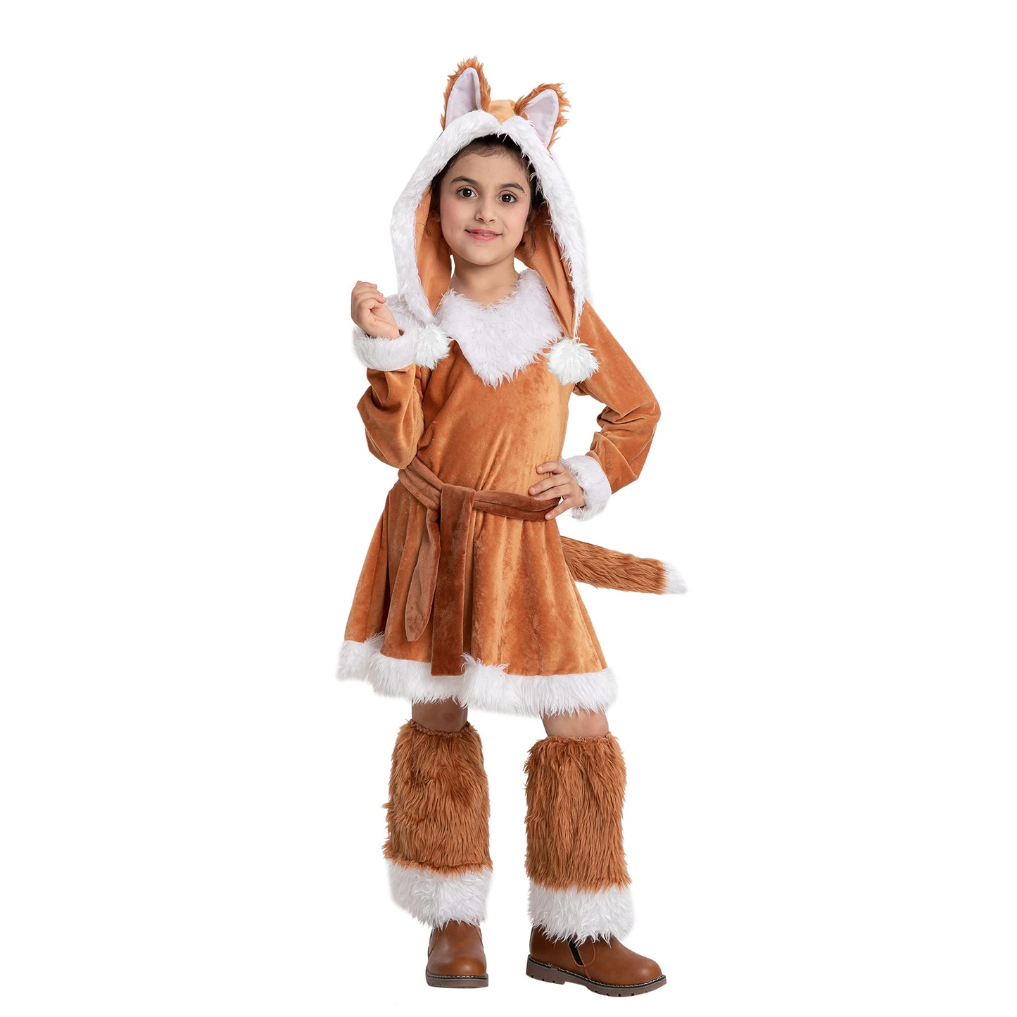 Spooktacular Creations Sweet Girls Fox Costume Set for Halloween Dress Up Party, Role-Playing, Carnival Cosplay, Jungle-Themed Party (Medium (8-10 yrs))