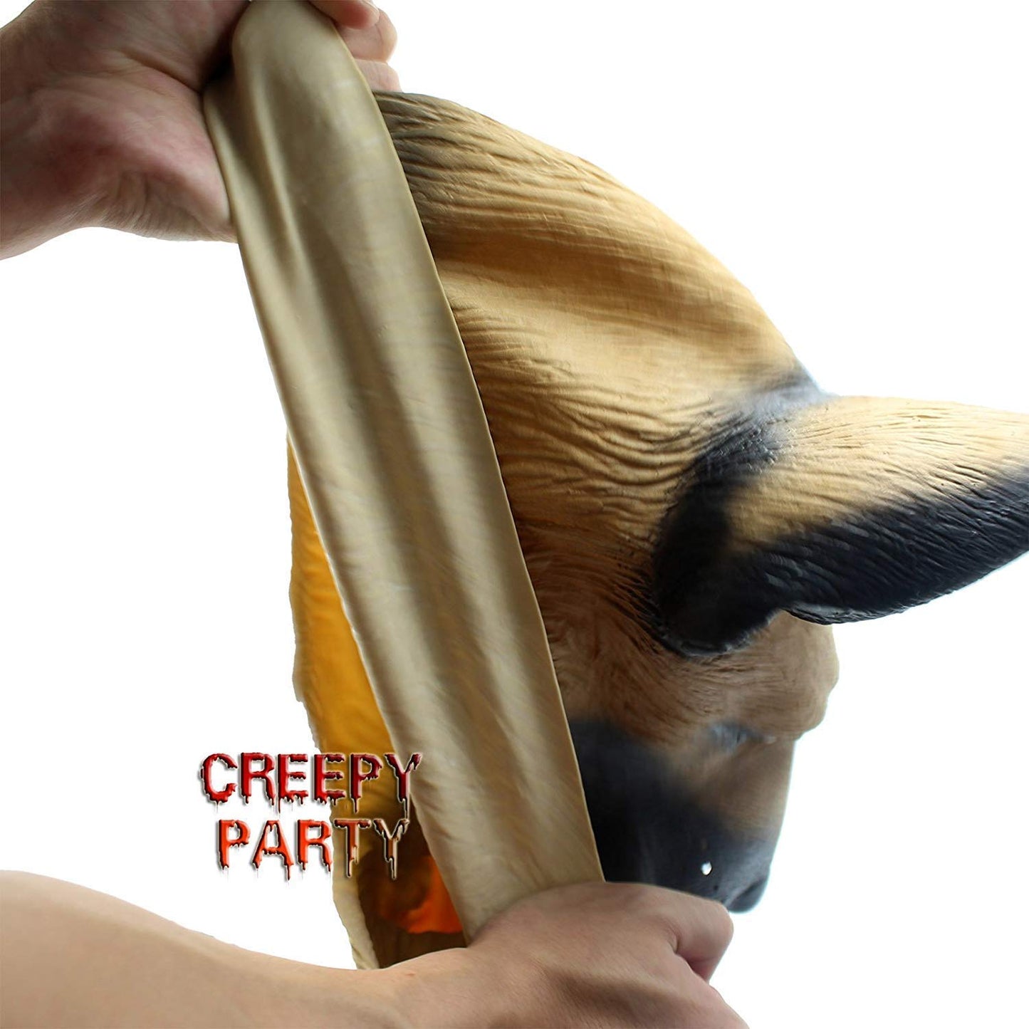 CreepyParty German Shepherd Dog Head Mask Latex Realistic Animal Head for Halloween Costume Party Carnival Cosplay