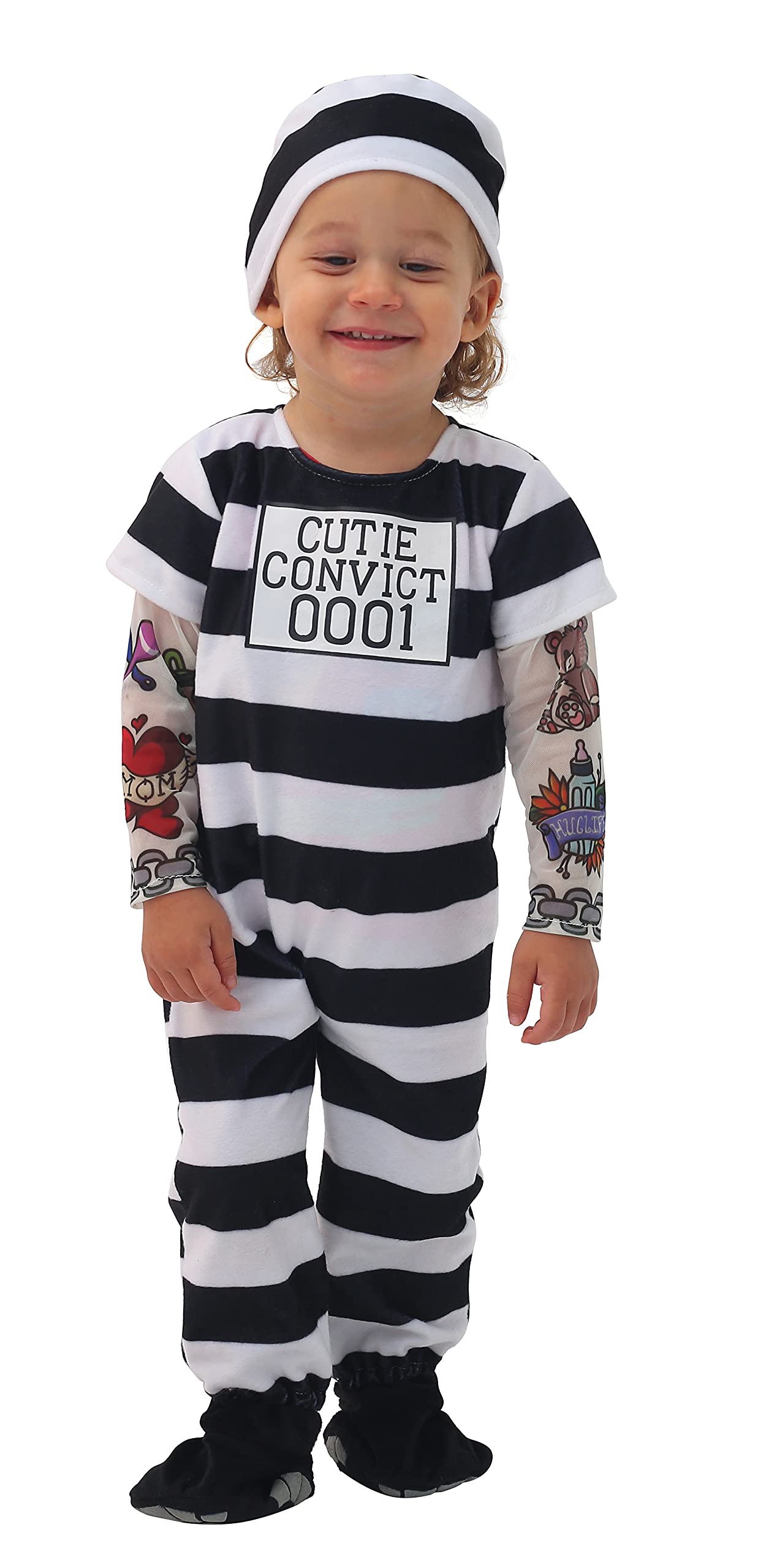 Spooktacular Creations Lovely Baby Prisoner Convict Costume Infant Deluxe Set for Halloween Jail Dress Up Party