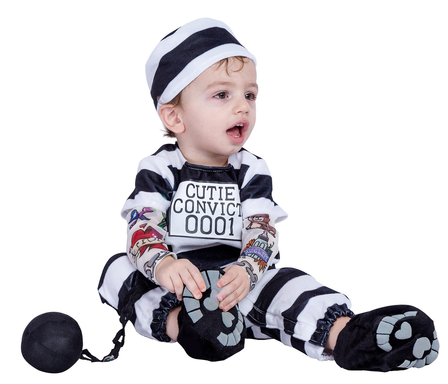 Spooktacular Creations Lovely Baby Prisoner Convict Costume Infant Deluxe Set for Halloween Jail Dress Up Party