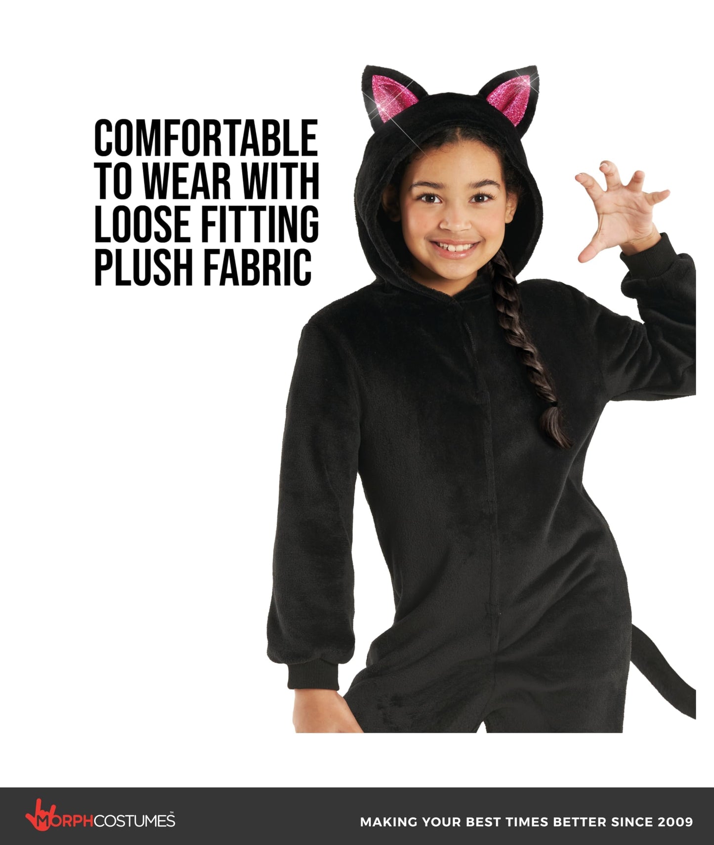 Morph Plush Black Cat Costumes For Kids Cat Costume, Girls Halloween Costumes For Kids, Halloween Costume For Girls XL