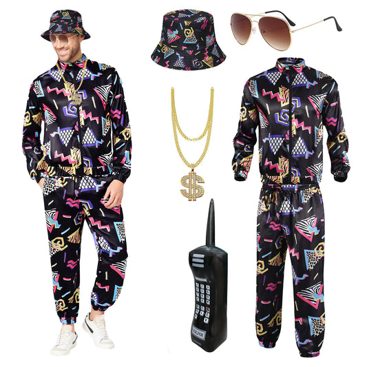 80s 90s Fancy Dress Men with Accessories - Retro 80s 90s Hip Hop