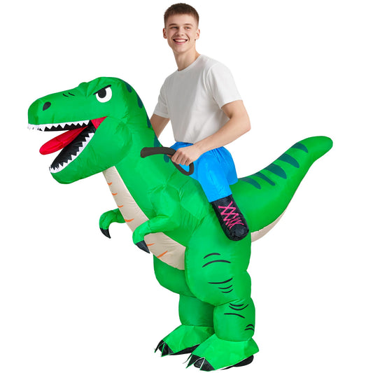 Goenb Inflatable Dinosaur Costume Adult, Blow Up Dinosaur Costume Funny Riding T Rex Costumes Adults for Easter Halloween Cosplay Party