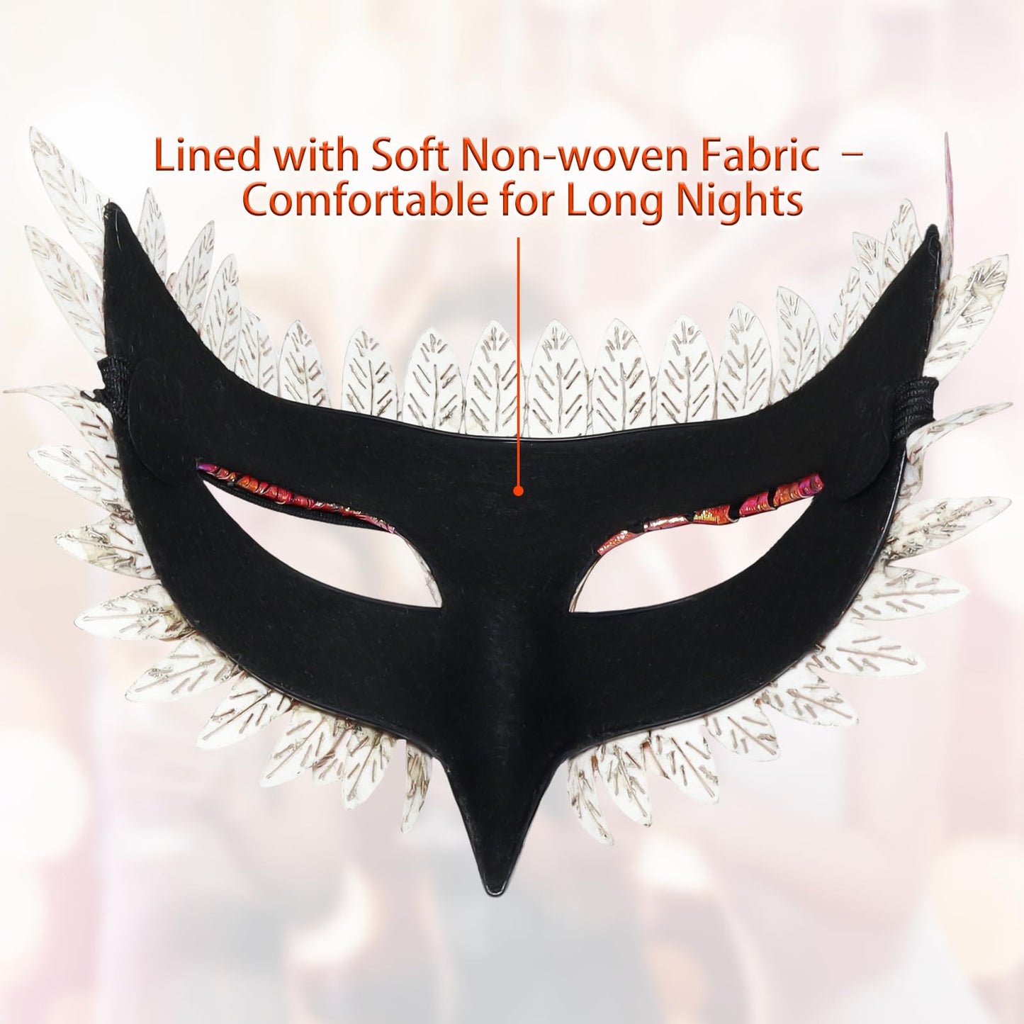 HSSPYY Iridescent Peacock Bird Mask – Elegant Half-Face Masquerade Accessory with Layered PU Feathers for Carnival, Fancy Dress & Theatre