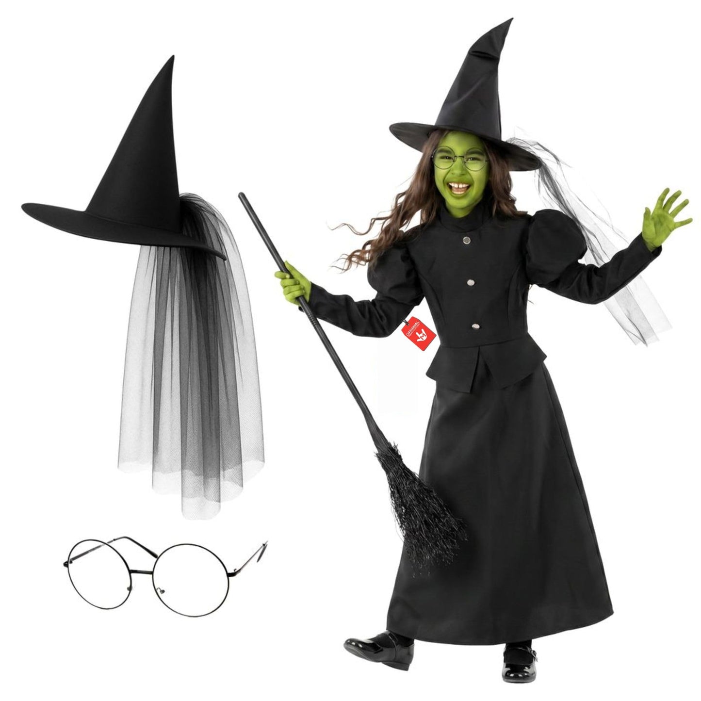 Morph Wicked Witch Costume For Girls, Kids Witch Dress, Wicked Halloween Costumes For Kids L
