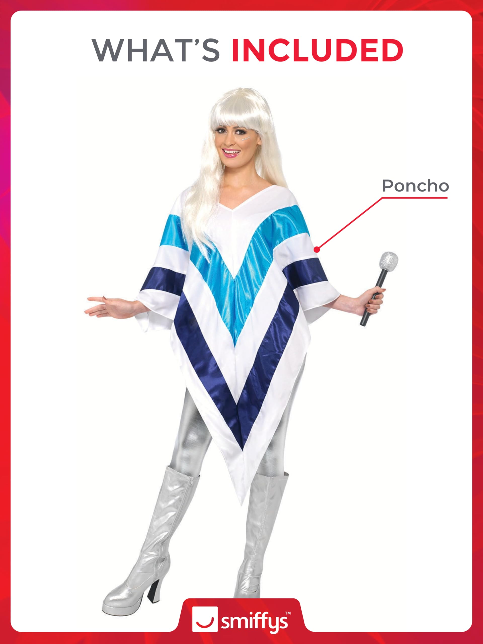 Super Trooper Poncho - White - 1970's Disco Fancy Dress - Adult (image 2)