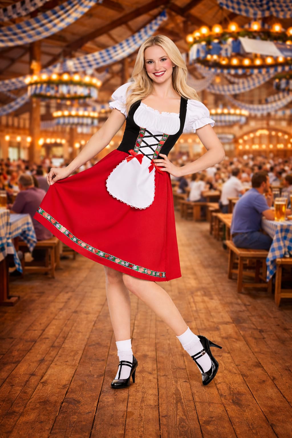 Wicked Costumes Womens Bavarian Beer Girl Costume – Oktoberfest Dirndl Fancy Dress German Festival Outfit - Small (UK 10-12)