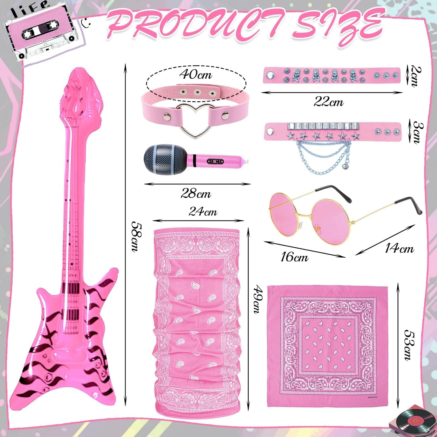 Pink Rocker Costume Set - Punk Gothic Fancy Dress with Inflatable (image 2)