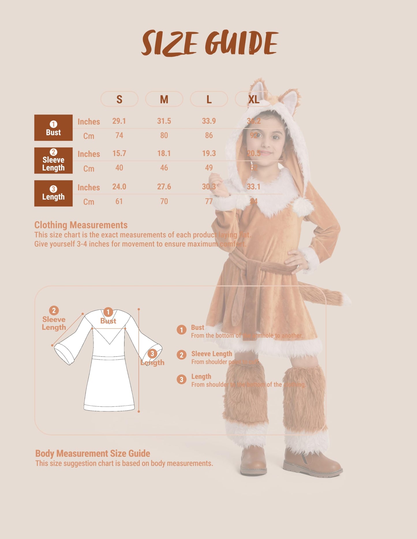Spooktacular Creations Sweet Girls Fox Costume Set for Halloween Dress Up Party, Role-Playing, Carnival Cosplay, Jungle-Themed Party (Medium (8-10 yrs))