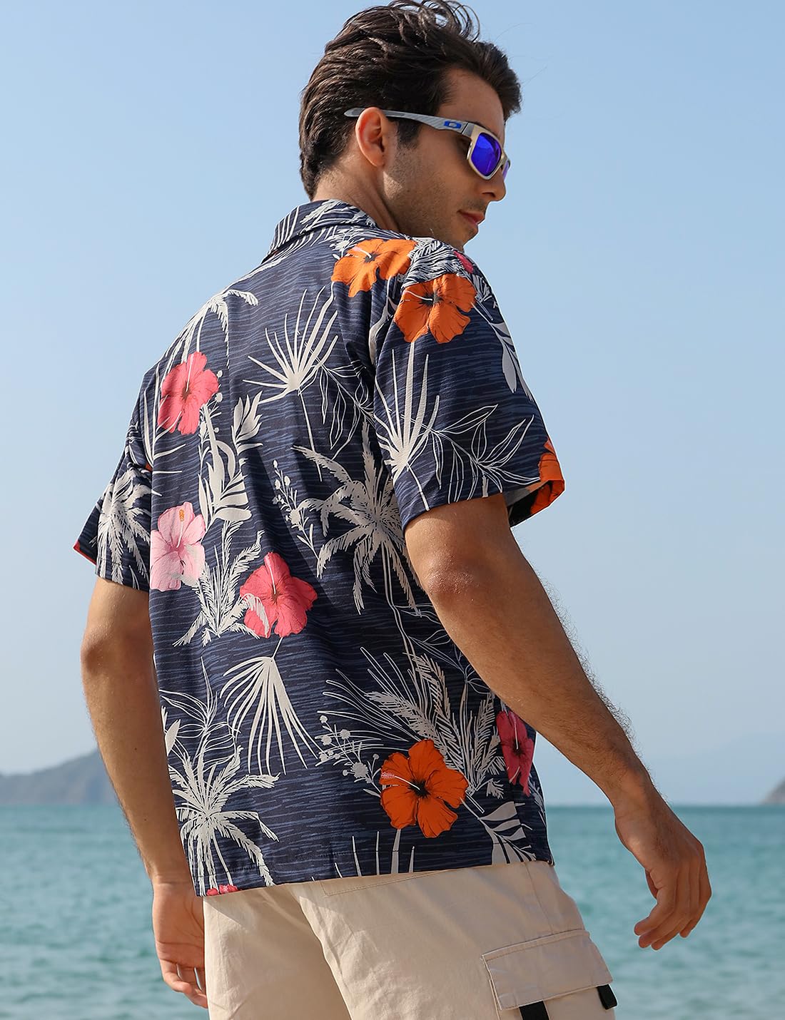 Hawaiian Shirt - Mens Short Sleeve Floral Classic Print Casual