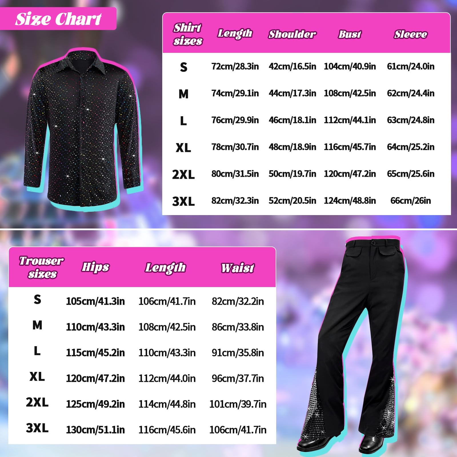 Disco Hippie Costume Set for Adults- Retro 70s-80s Style Outfit (image 4)