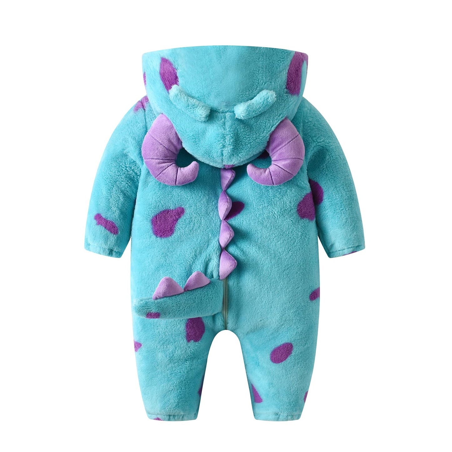 Nicoxijia Toddler Baby Halloween Costume Fuzzy Warm Hooded Romper Funny Cosplay Zip-Up Jumpsuit Fall Winter Animal Outfit (Blue, 18-24 Months)