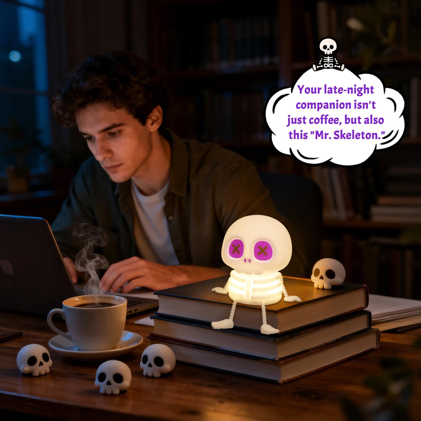 CoolGift Mart Skull Night Light, Silicone Touch Control Lamp. USB Rechargeable with Timer & Brightness Adjustment, Creates Customizable Glow for Gaming Room, or Halloween Decor, a Great Gift for All