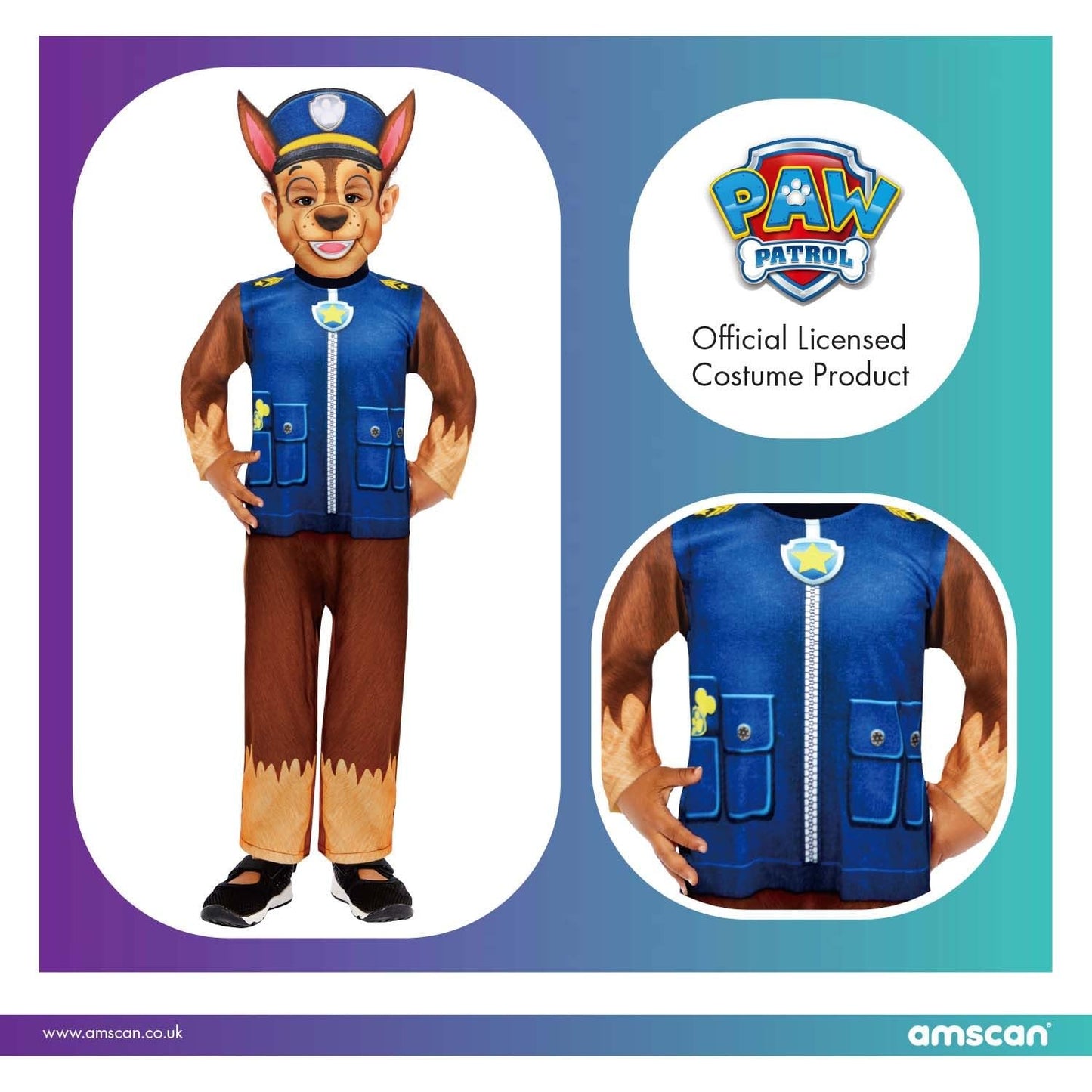 Official Nickelodeon Paw Patrol Chase 3-4 Years Fancy Dress Costume