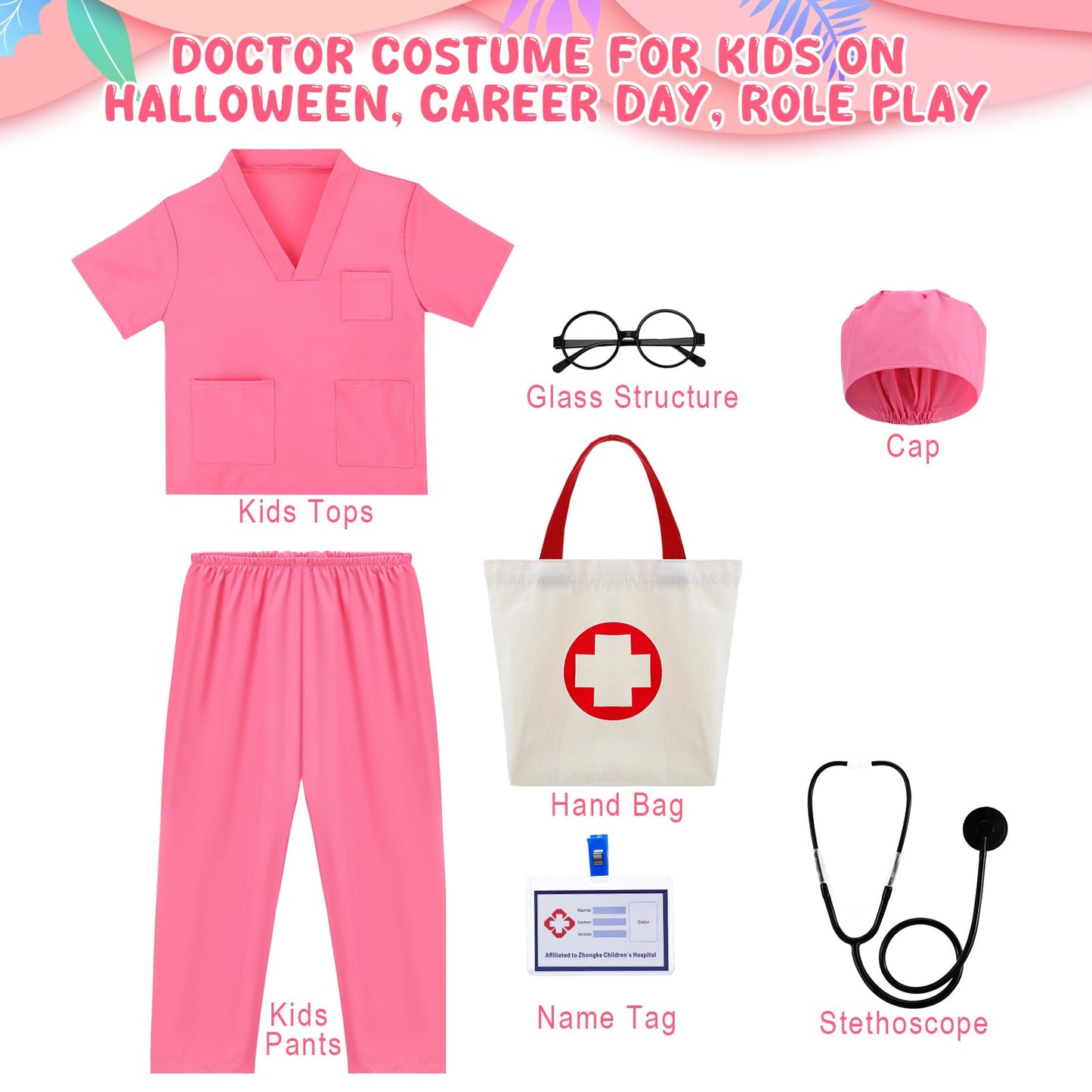 GSrenyu 8 Piece 120cm Kids Doctor Costume Set