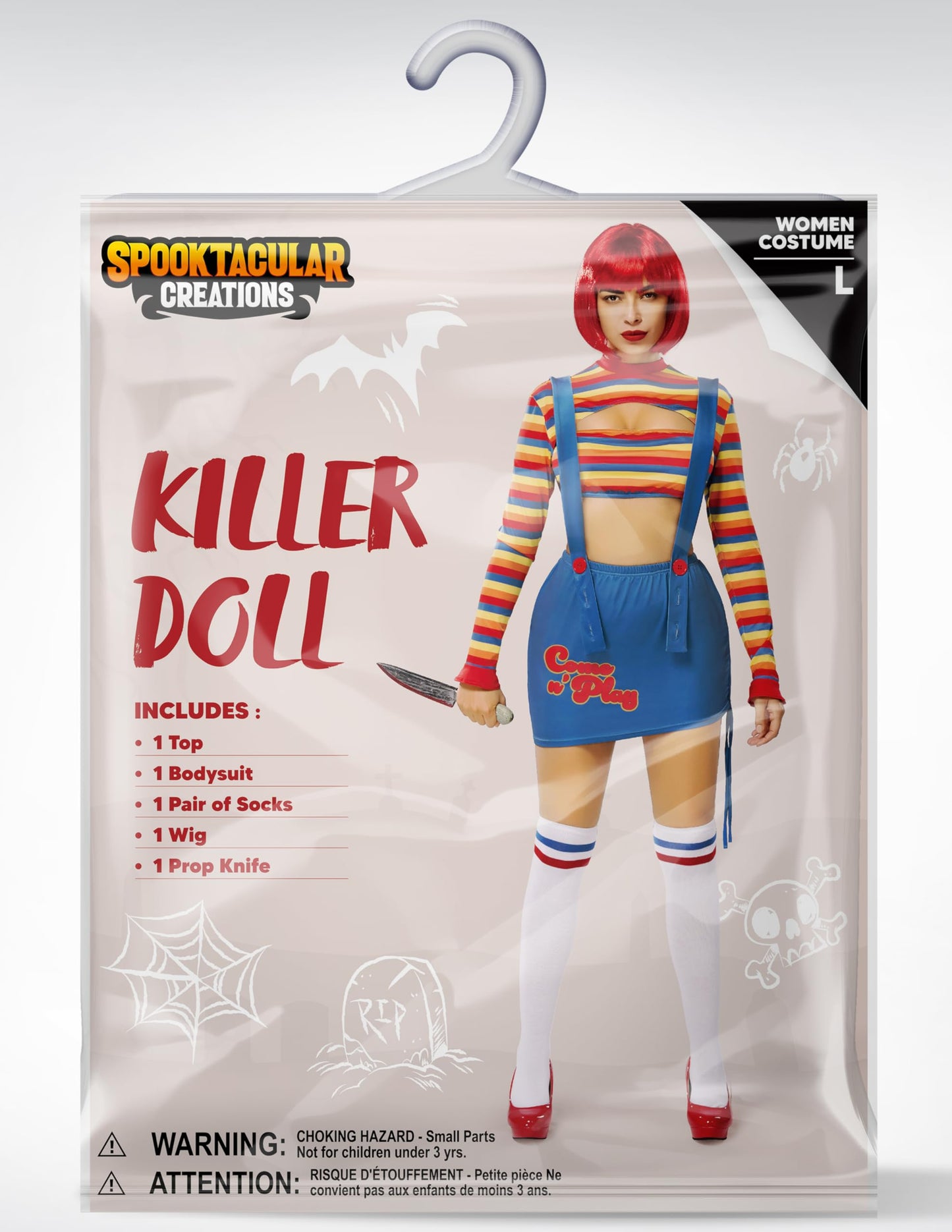 Spooktacular Creations Halloween Women Killer Doll Costume, Adult Scary Nightmare Killer Doll Dress, Halloween Costume Women for Scary Themed Cosplay (Medium)