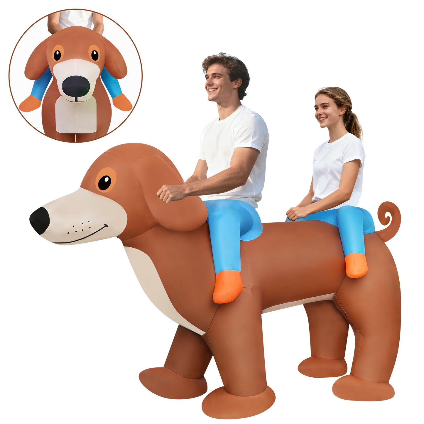 2-Person Inflatable Dachshund Ride-On Costume - Tandem Inflatable