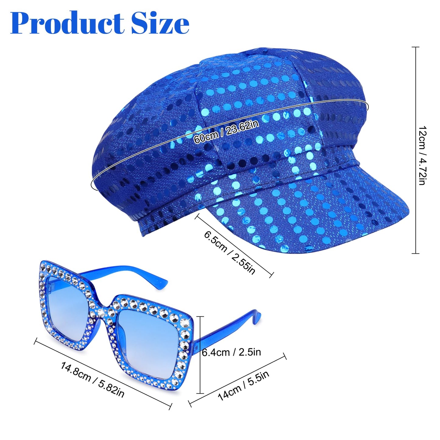 Glitter Hat Blue Hat for ABBA Accessories Women with Sequins Hat (image 2)