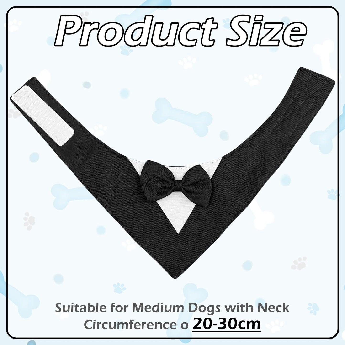Dog Tuxedo Bandana with Bow Tie - Adjustable Formal Pet Outfit