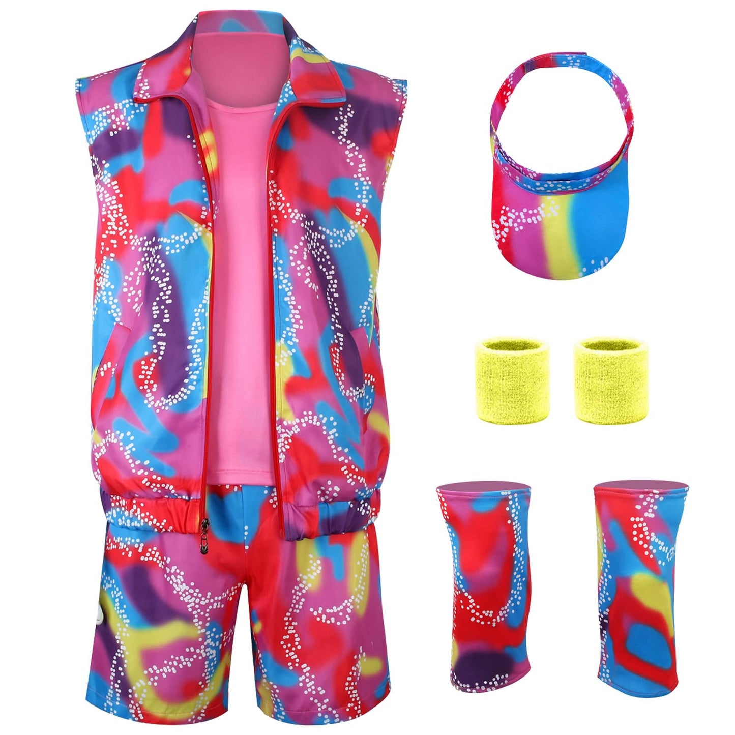 SERTAS 80s Fancy Dress for Women,80s Workout Costume for Women,80s Costume Accessories Set for Carnival Parties Halloween,Halloween Cosplay Couples Outfits 80s 90s Workout Costume (Men, M)