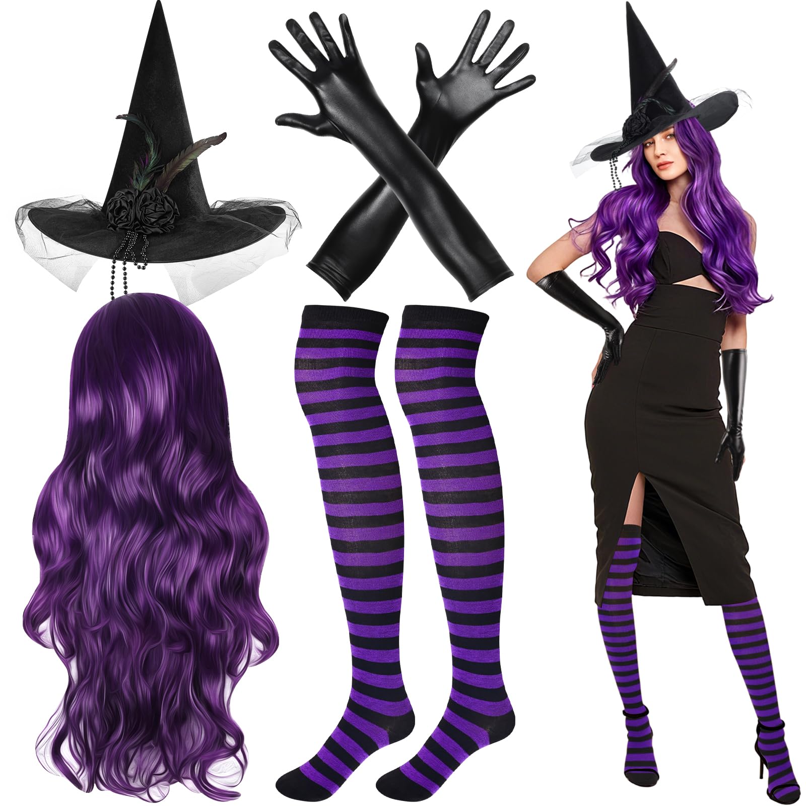 Witch Costume Accessories Set for Adult Women - 5-Piece Kit