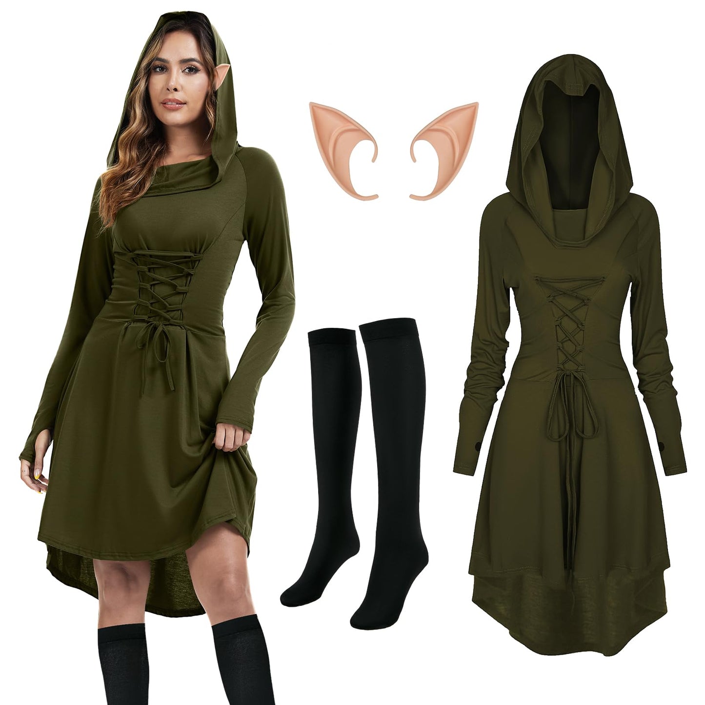 Women's Medieval Hooded Dress Renaissance Costume - Halloween