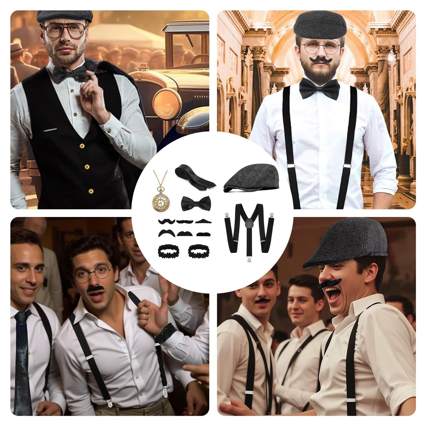1920s Mens Costume 1920s Accessories for Men Gatsby Accessories Men