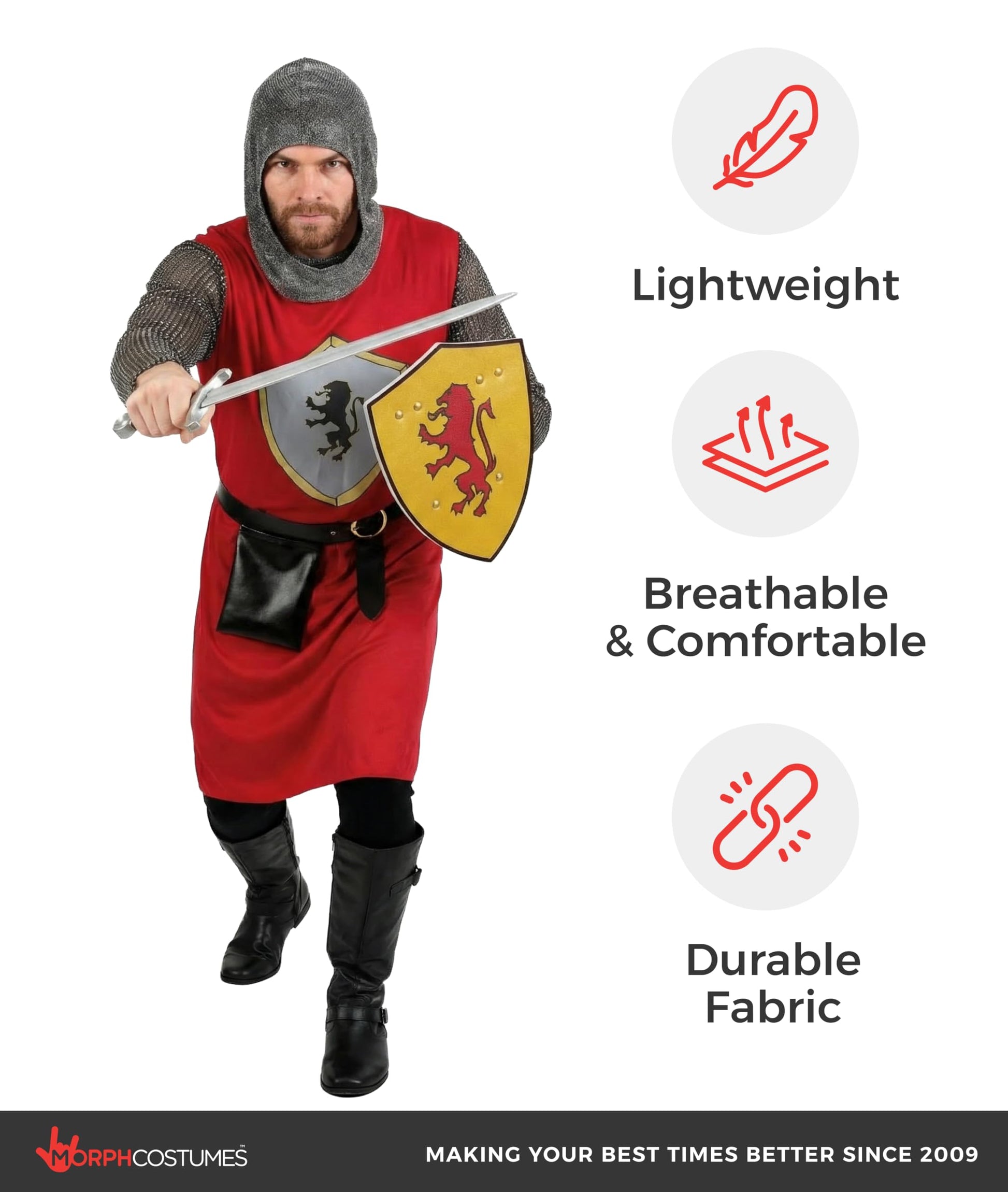 Knight Costume Adult Halloween Costume for Men - Medieval Armor (image 7)