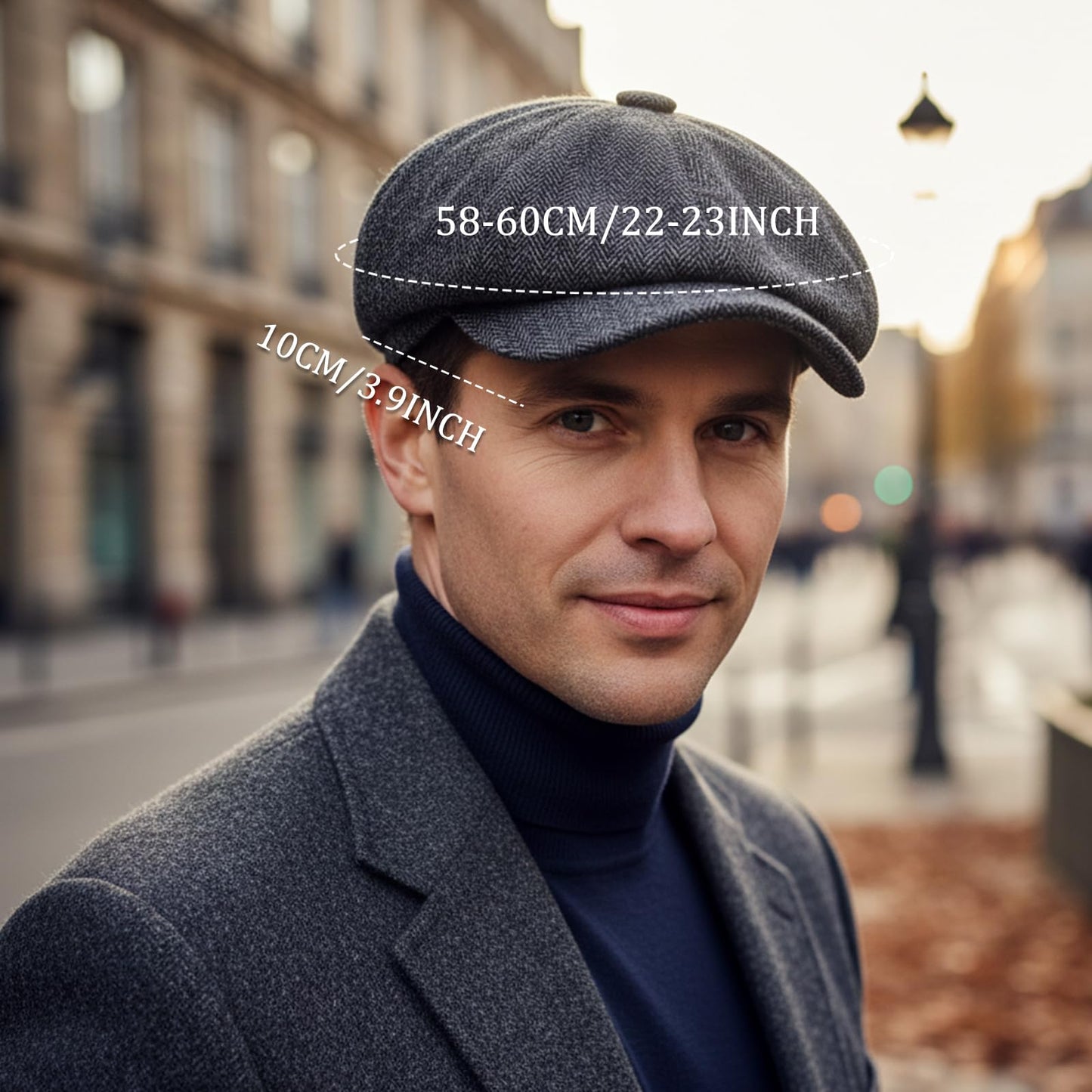 Flat Cap - Peaky Blinders Hat for Men - Black Mens Cap - Adjustable