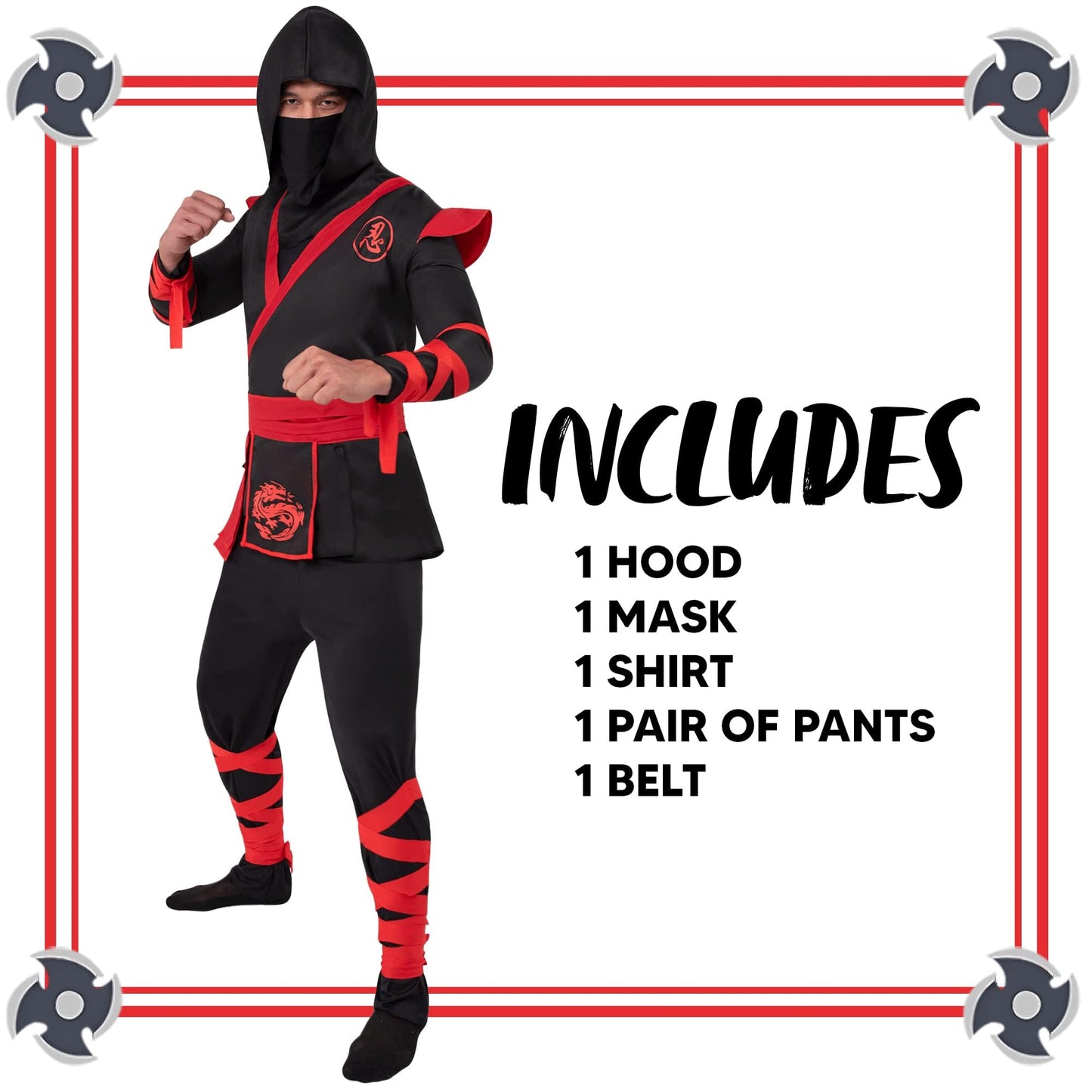 Men Ninja Deluxe Costume for Adult Halloween Dress Up Party - Trick (image 4)