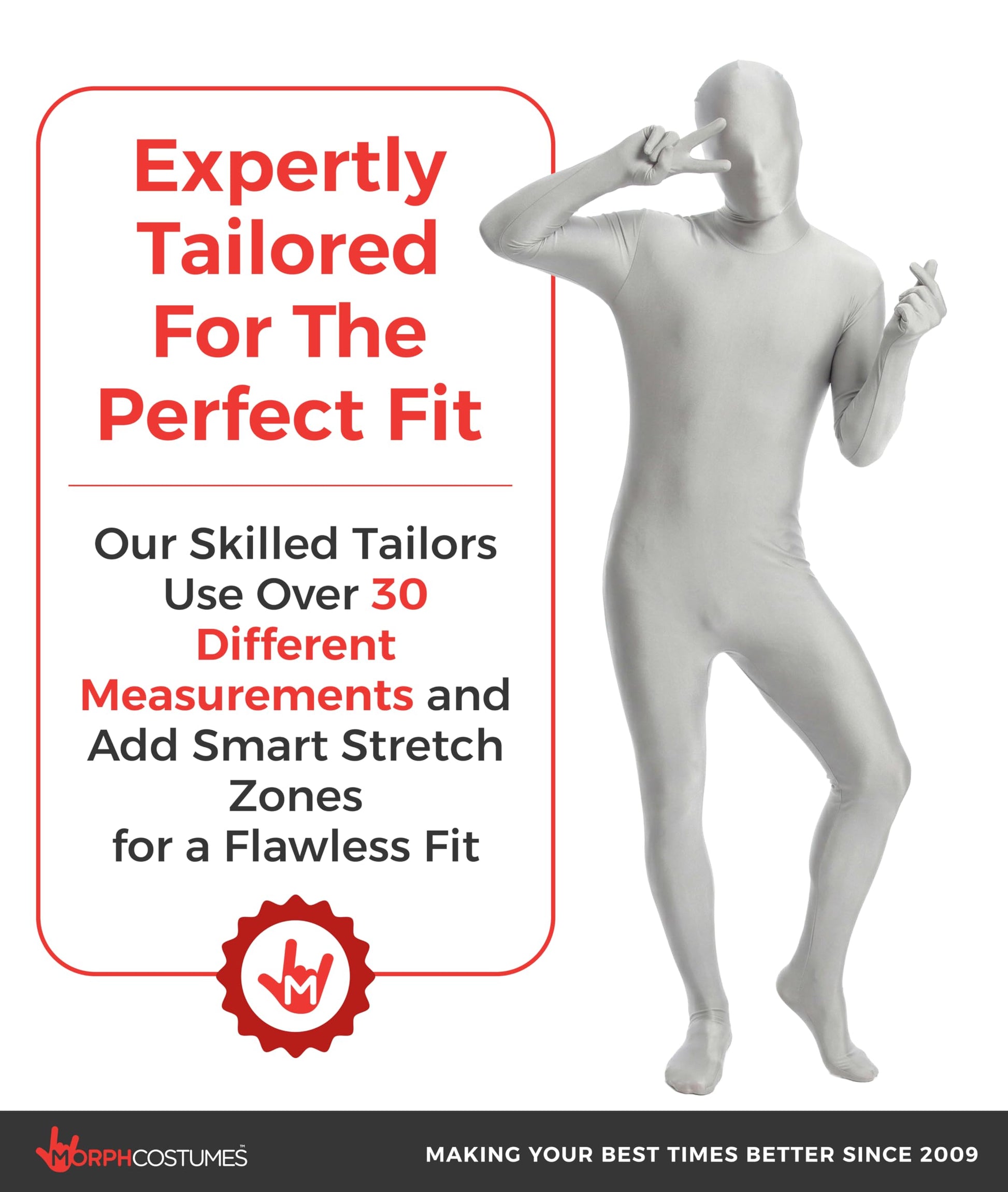 Morphsuit Full Body Costume - Silver - L - Original Bodysuit (image 3)
