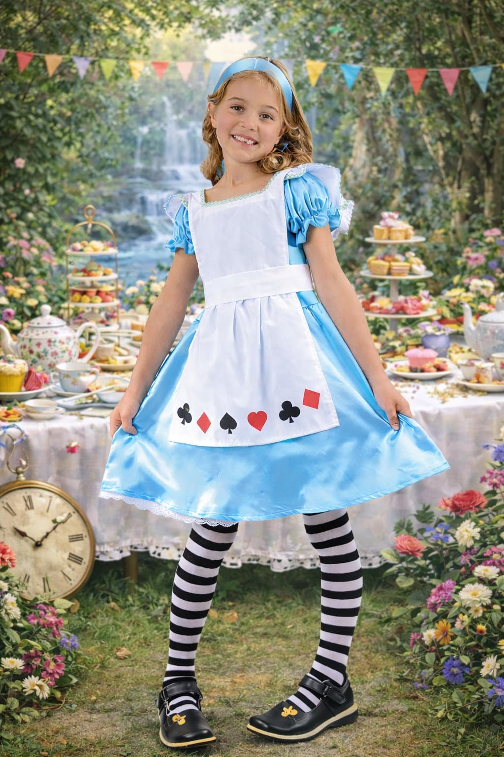 Wicked Costumes Girls Storybook Alice Fancy Dress Costume – Classic Blue Dress & White Pinafore Outfit for World Book Day, Book Week, Parties & School Events – Medium (5–7 Years)