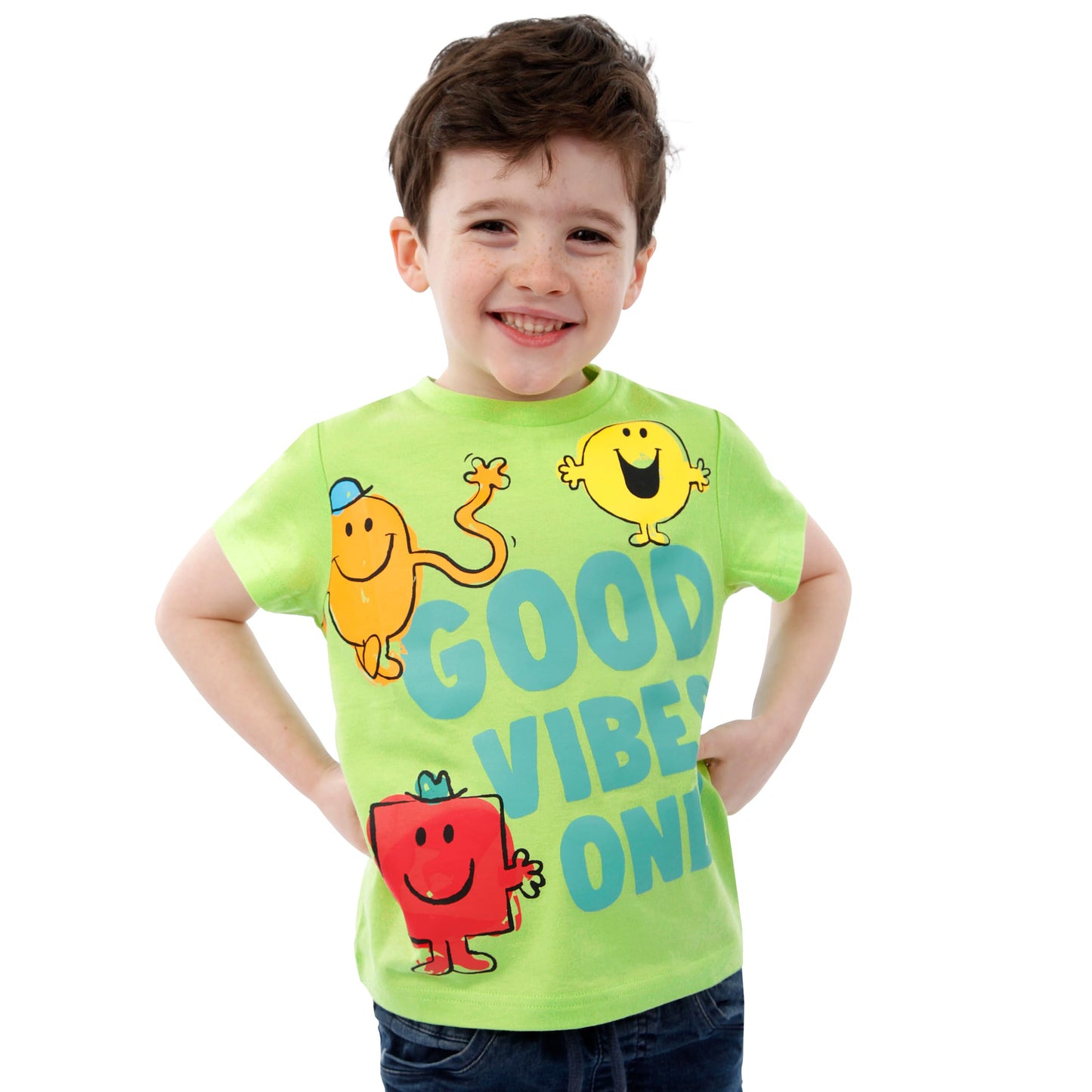 Mr. Men Little Miss Boys Tshirt | Mr Men Kids Tshirt | Cotton Short Sleeve T Shirt for Boys | Green 5-6 Years