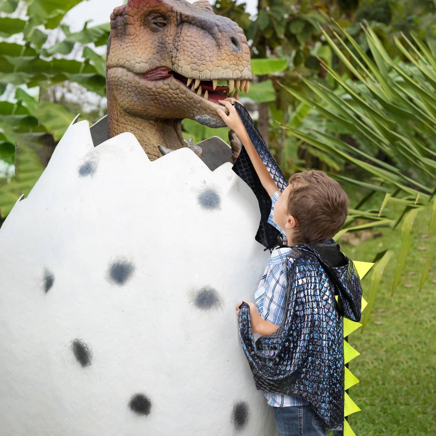 Landifor 2pcs Dinosaur Costume for Kids Black Dino Fancy Dress Outfit Dragon-Wings Cape with Dino Mask for 3-8 Years Toddler Jurassic Themed Party Costume Cosplay Pretend Play