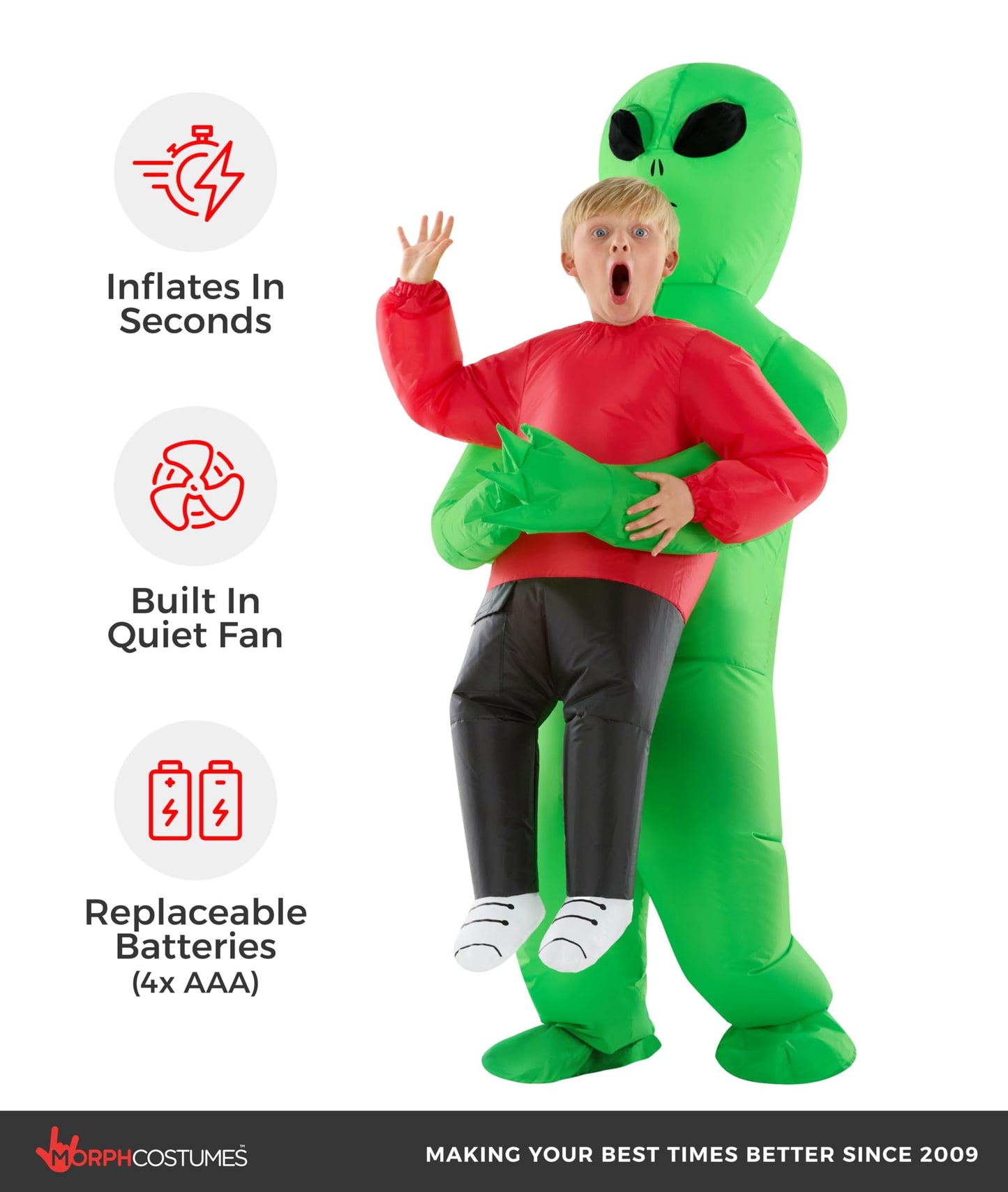Morph Alien Costume Kids, Red Inflatable Alien Blow Up Costumes, Halloween Costumes for Kids, Boys Halloween Costume