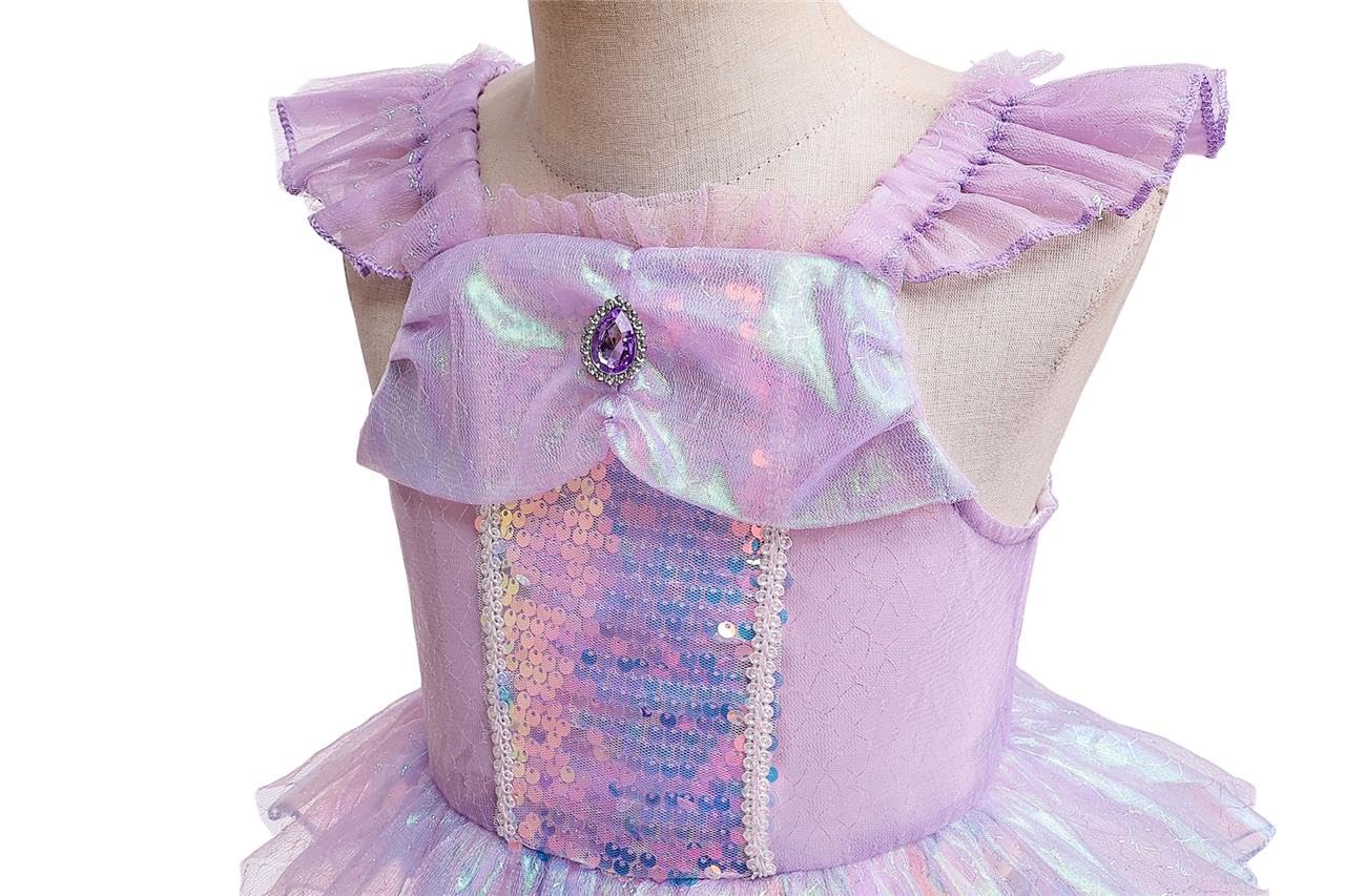 Lito Angels Girls Mermaid Princess Costume, Purple, Age 4-5 Years